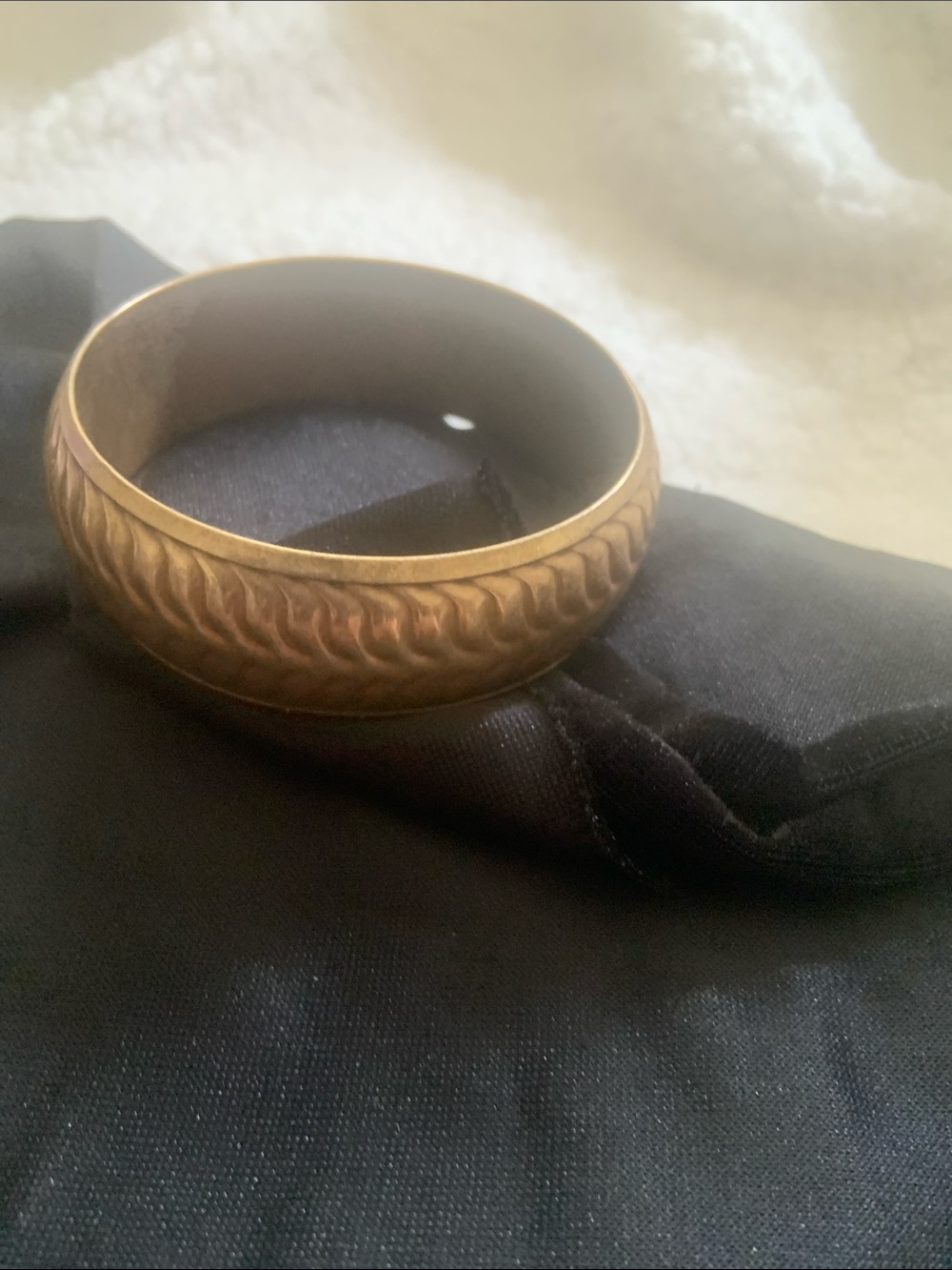 Textured Gold Tone Women's Bangle Bracelet